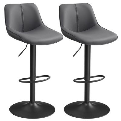 Obrotowe hokery barowe z oparciem i regulacją wysokości, 2 sztuki