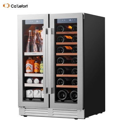 Czarna wolnostojąca chłodziarka do napojów na około 125 puszek