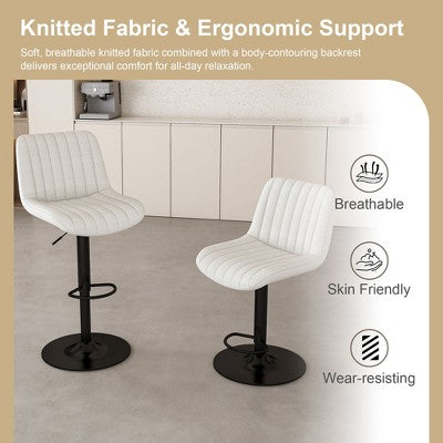 Obrotowe regulowane hokery barowe bez podłokietników, 2 sztuki