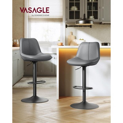 Obrotowe hokery barowe z oparciem i regulacją wysokości, 2 sztuki