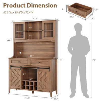 Wysoka szafka barowa 183 cm z drzwiami przesuwnymi