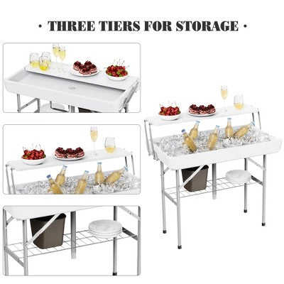 Składany stół-chłodziarka ogrodowa z odpływem na imprezy