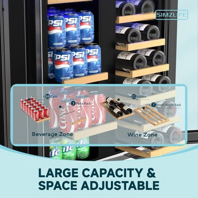 Dwustrefowa chłodziarka do napojów ze szklanymi drzwiami