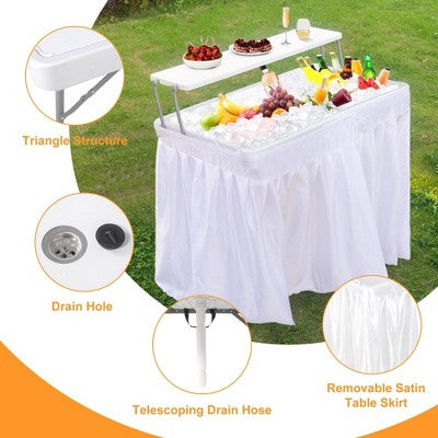 Składany stół-chłodziarka ogrodowa z odpływem na imprezy