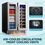 Dwustrefowa chłodziarka do napojów ze szklanymi drzwiami