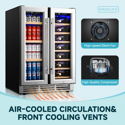 Dwustrefowa chłodziarka do napojów ze szklanymi drzwiami