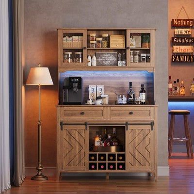 Wysoka szafka barowa 183 cm z drzwiami przesuwnymi