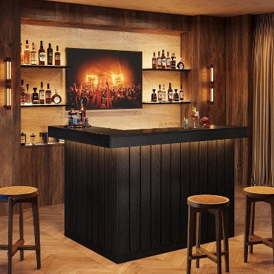 Narożna szafka barowa do domu w kształcie litery L z półkami